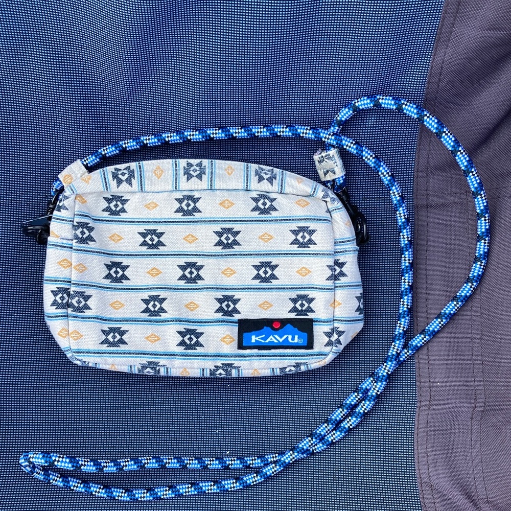 KAVU Geometric Blue and Yellow Crossbody Bag